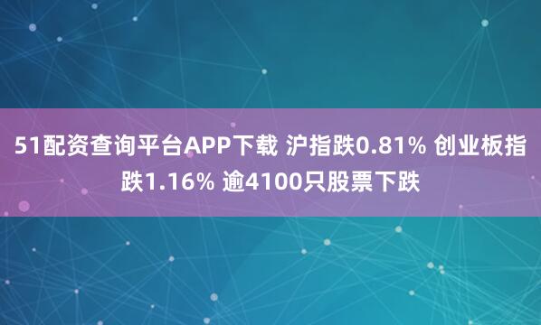 51配资查询平台APP下载 沪指跌0.81% 创业板指跌1.16% 逾4100只股票下跌